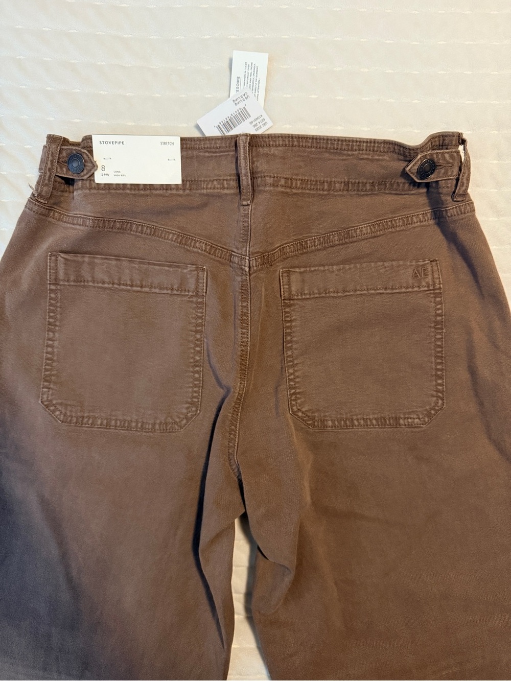 NWT AE Stretch High Waisted Utility Stovepipe Brown Jeans Pants 8L 29W - Picture 4 of 14